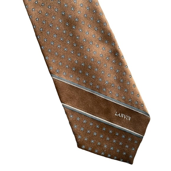 Lanvin‎ Vintage Mens Brown Silk Tie Designer - Picture 6 of 7